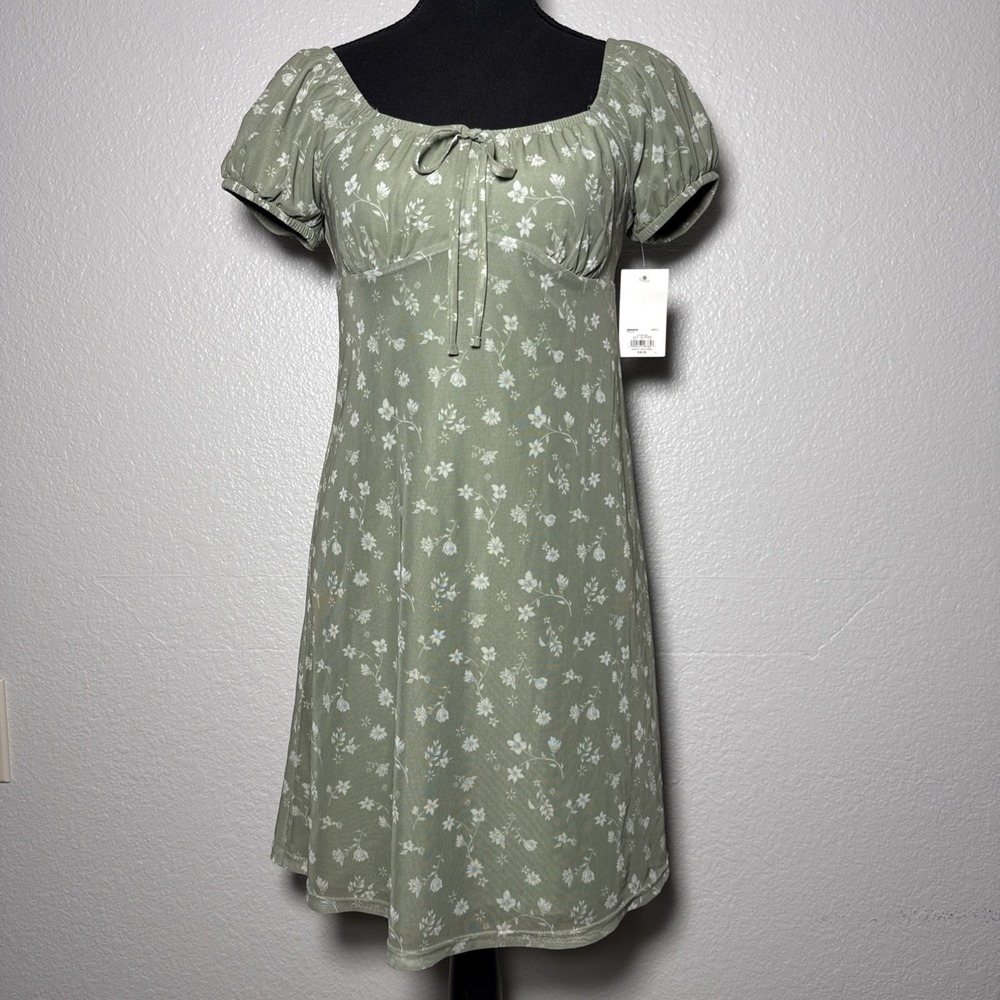 SO‎ Y2K Dress Floral Sheer Mesh Babydoll Prairie Sz S Romance Fairy Milkmaid